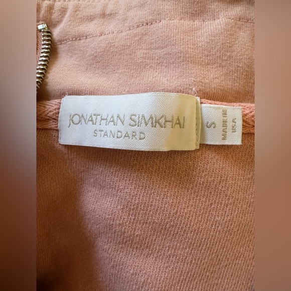 Jonathan Simkhai- Pale PINK Zella Longsleeve Half Zip Cropped Sweatshirt - Picture 4 of 5